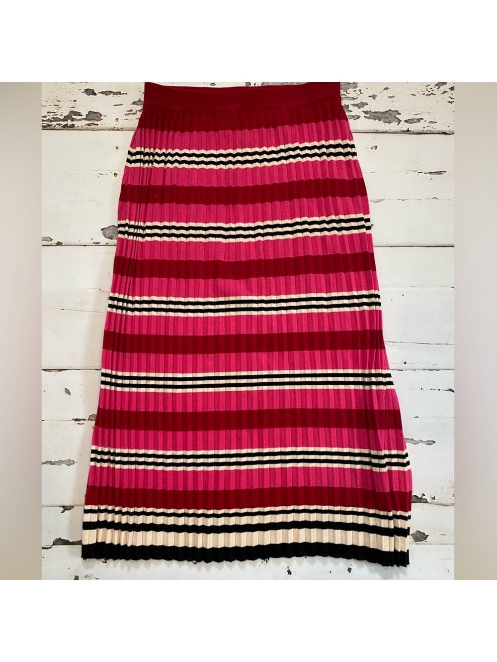 Anthropologie Dolan Left Coast Collection Striped Pleated Midi Skirt Small Knit